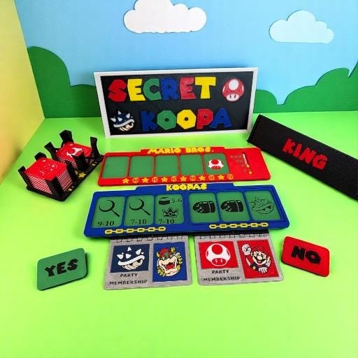 Secret Koopa | Secret Hitler | Super Mario | 3D Printed | In-Color | Mystery Games | Murder Mystery | Tabletop Games-Party Games-Board Game