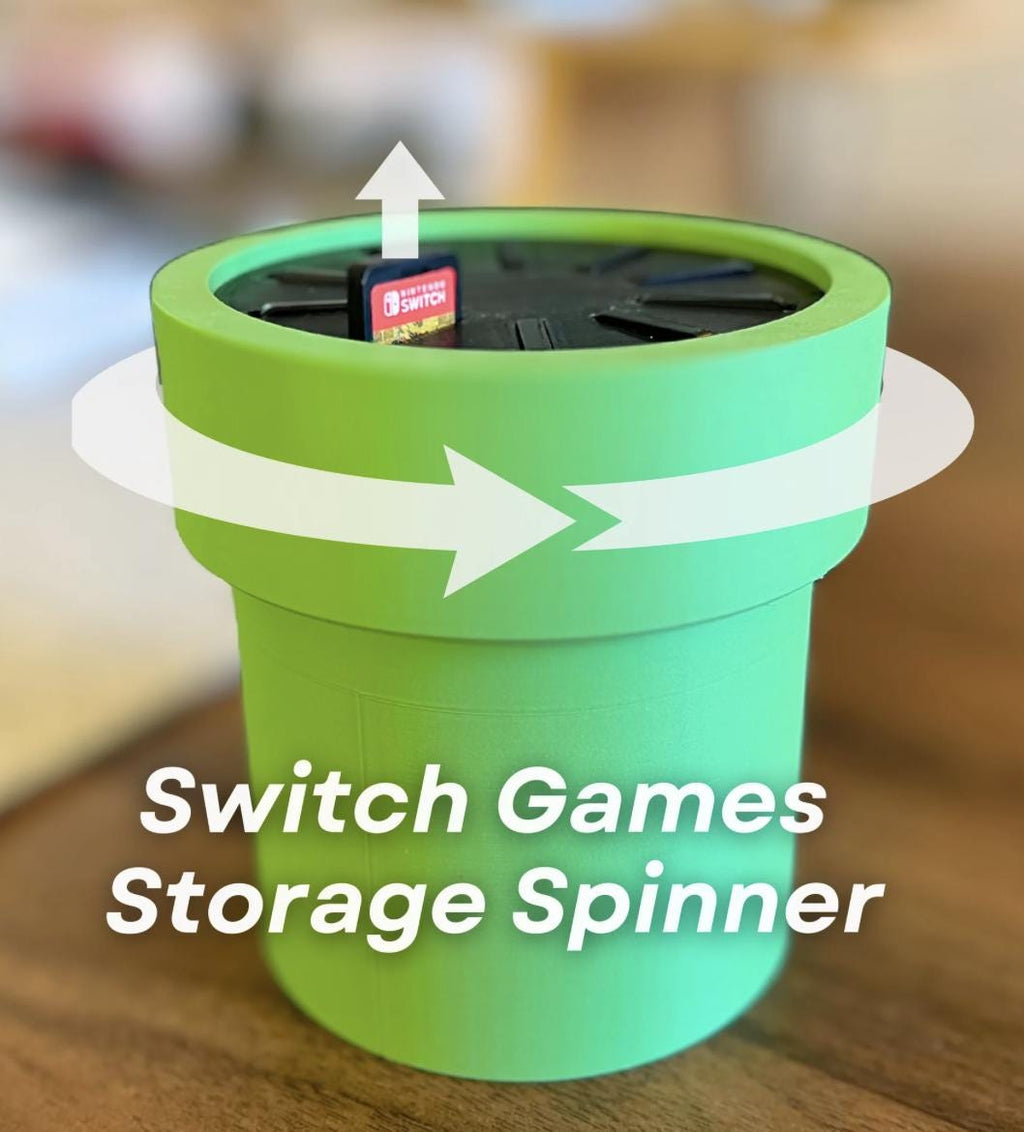 Switch Spinning Game Storage | Mario Pipe | Rotating Spinner | 3D Printed | Fits all Switch Game Cartridges