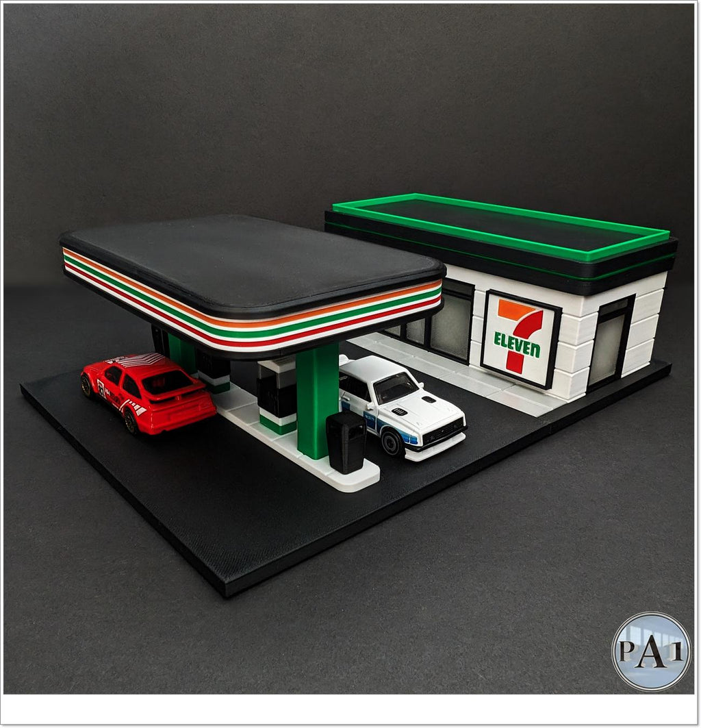 7-11 Diorama – Hot Wheels Scale – 3D Printed – Full Color Printed Display, 1:64 Scale Accessory