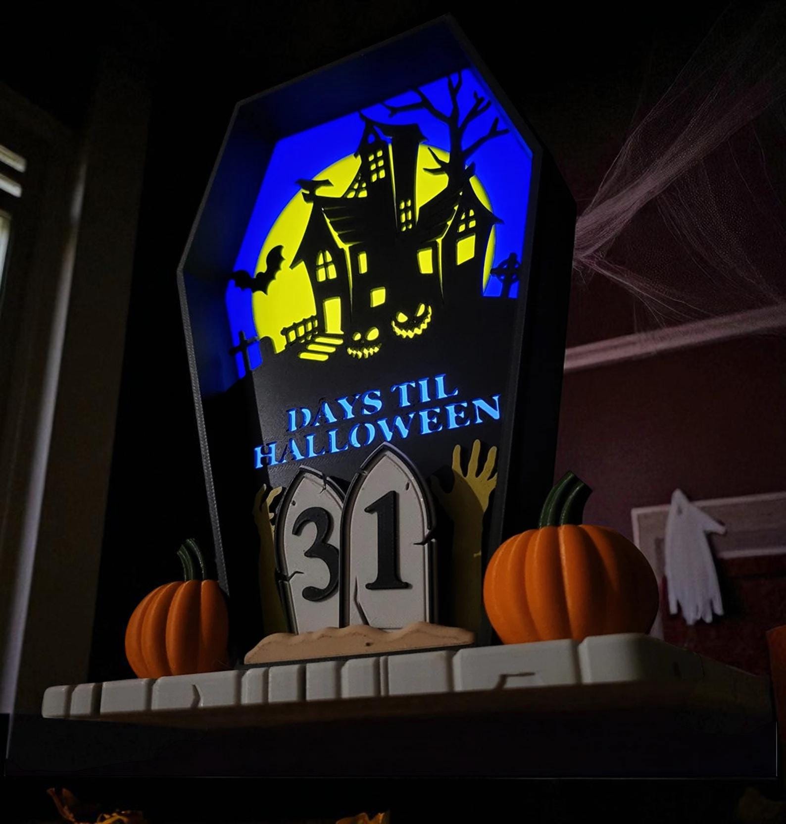 Halloween Countdown | 3D Printed | Spooktacular Decor for a Hauntingly Good Time | Halloween Decor | Days Until Halloween | Haunted House
