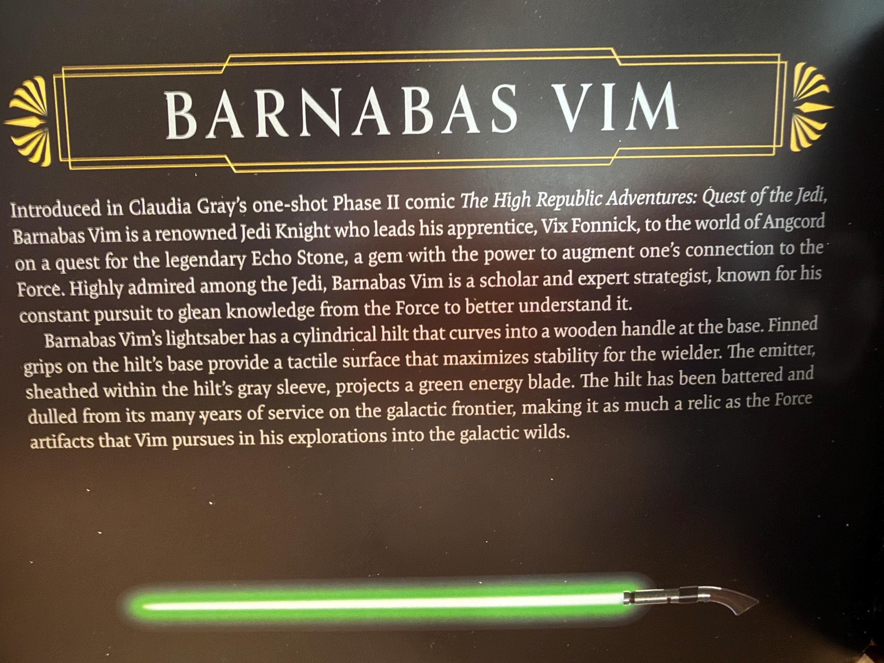 Barnabas Vim 3D Printed Lightsaber Replica: High Republic