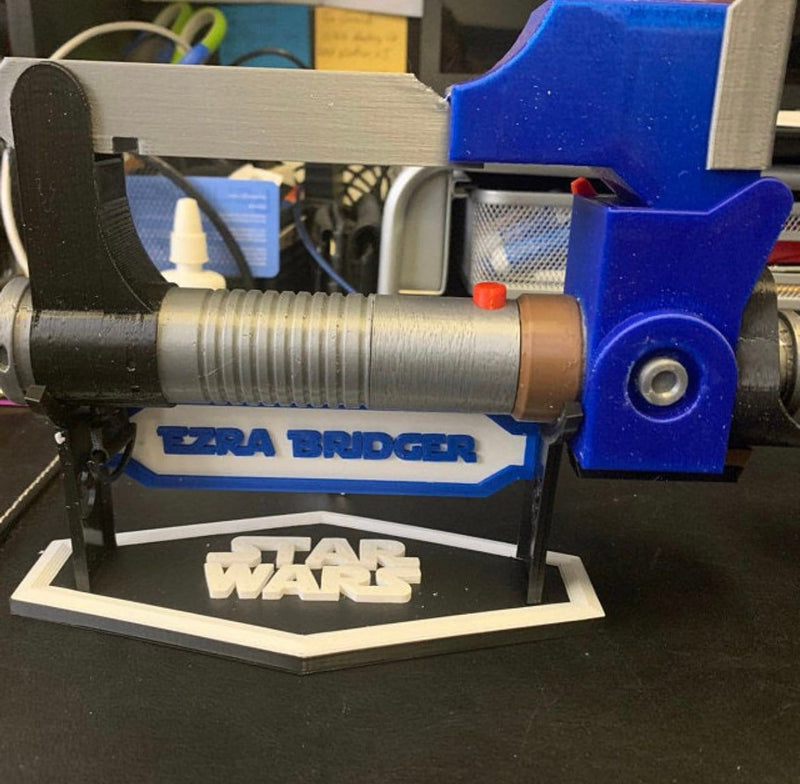 Ezra Bridger's Lightsaber | No Paint Required | 3D Printed | Galaxy's Edge | Clone Wars | Lightsaber Display Mount on Desk or Wall