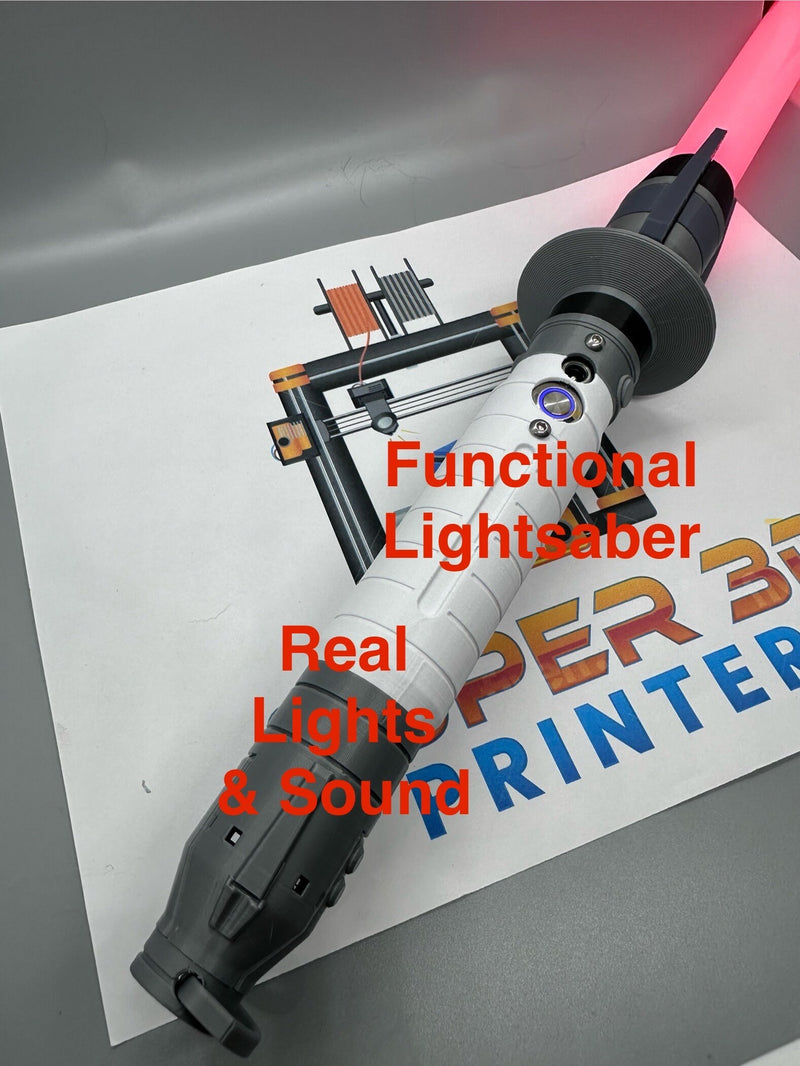Shin Hati Lightsaber | Working Light Up with Sound | Functional | No Paint Required | 3D Printed | Ahsoka | Lightsaber Display Mount